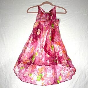 Sophie Catalou Girls Pink Floral Ruffle Hem‎ Dress Size 6 Party or Flower Girl